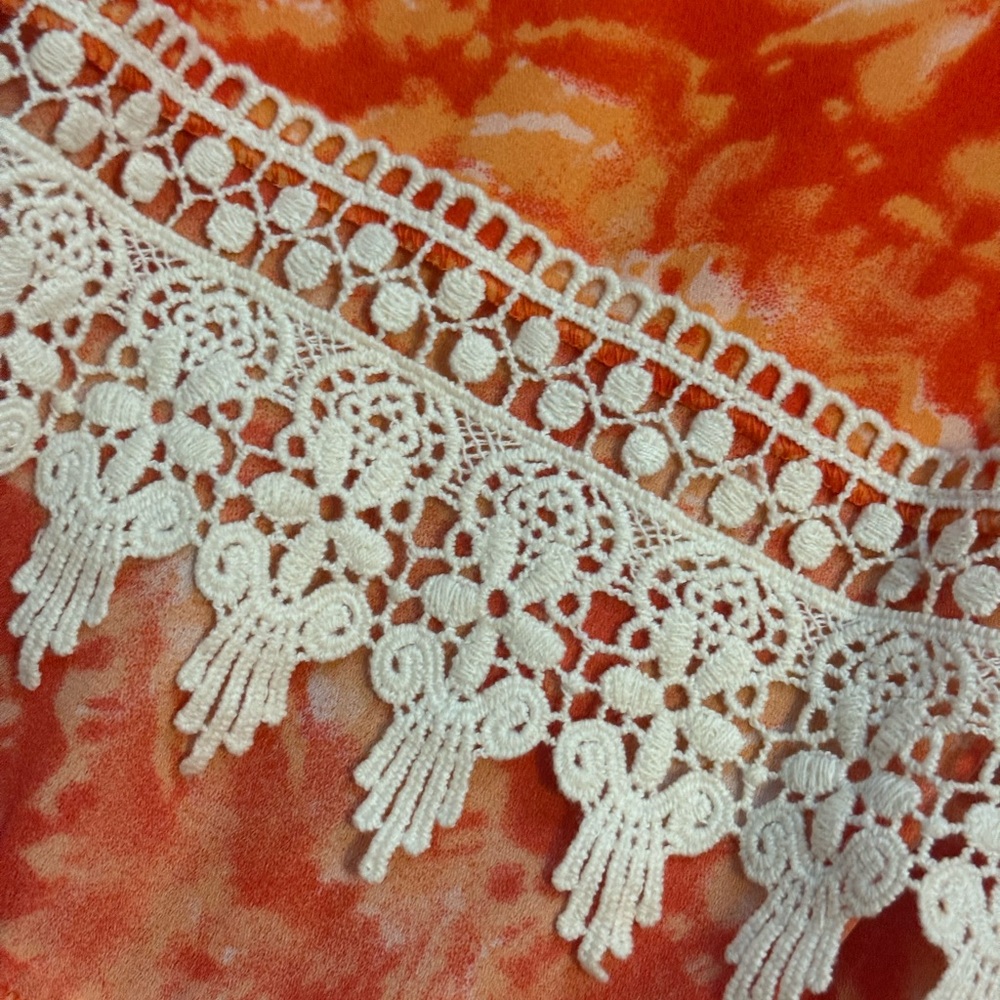 Orange Tie-Dye Dress with Lace Hem B007 - Picture 2 of 7